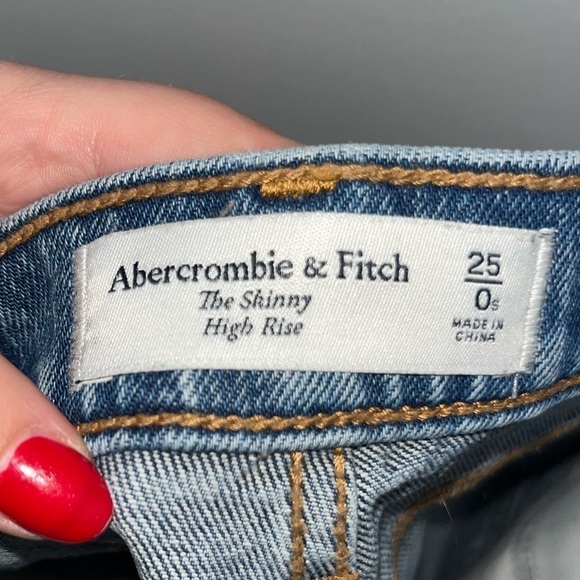 ABERCROMBIE & FITCH The Skinny High Rise Distressed Blue Jeans Size 25/0s - Picture 4 of 7